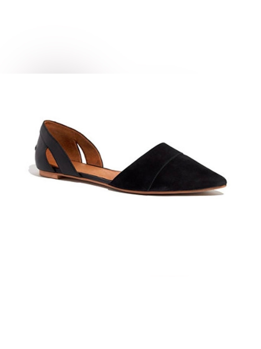 Madewell Suede/Leather Black D'Orsay Cutout Pointed Toe Flats Size 8.5